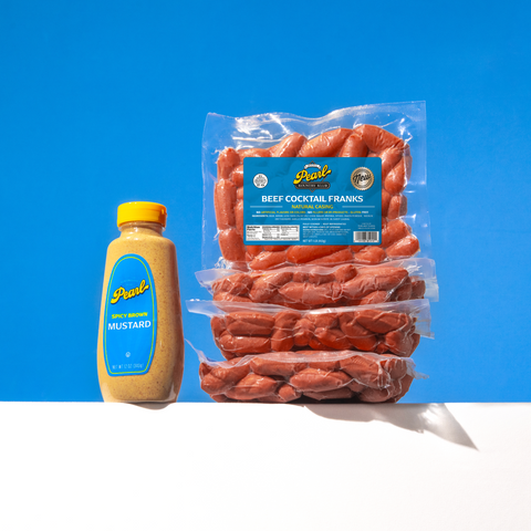 Best Selling All-Beef Cocktail Frankfurters & Mustard